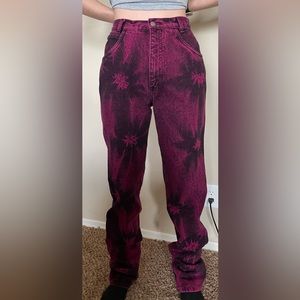 Vintage Roper Denim Jeans Straight Leg Pink And Black Tie Dye